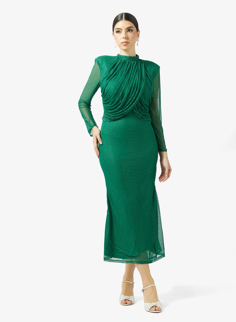 Threadz by Ajooni Emerald Evening Dress - Image 1
